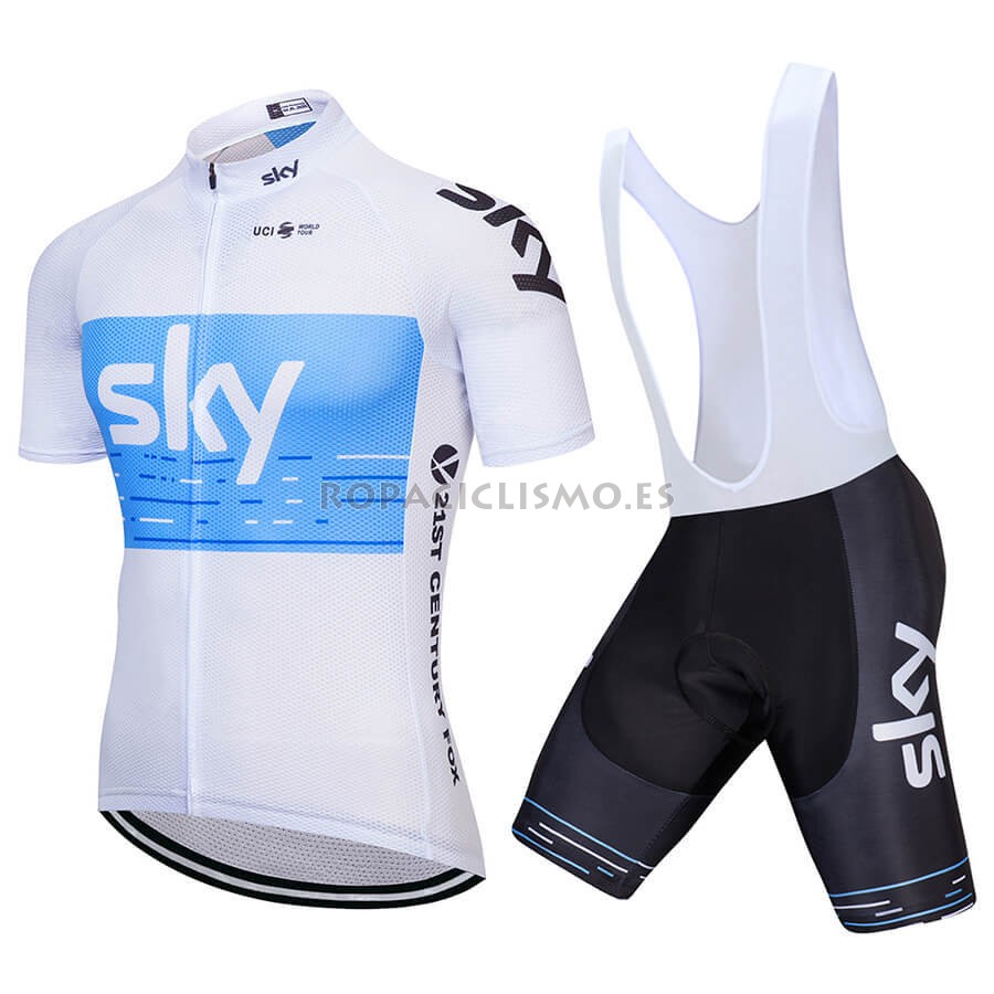 2018 Maillot Sky Tirantes Mangas Cortas Blanco Azul